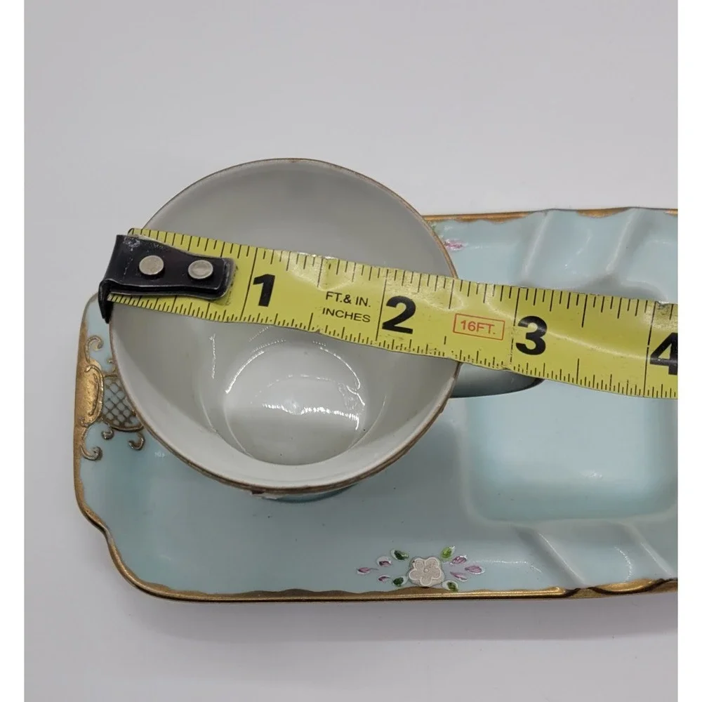 Antique Hand Painted Signed Depose Rose Espresso/Tea Cup and Ash Tray‎